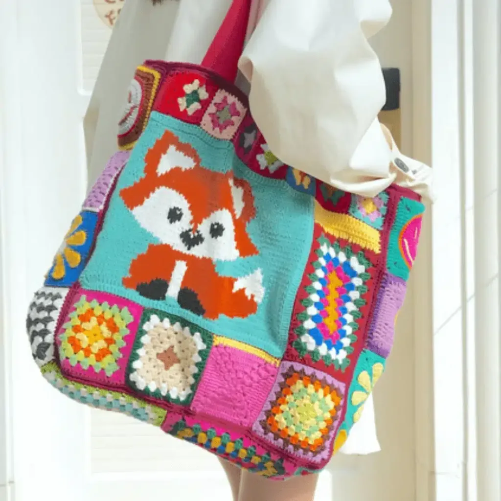 Christmas Granny Square Tote Bag
