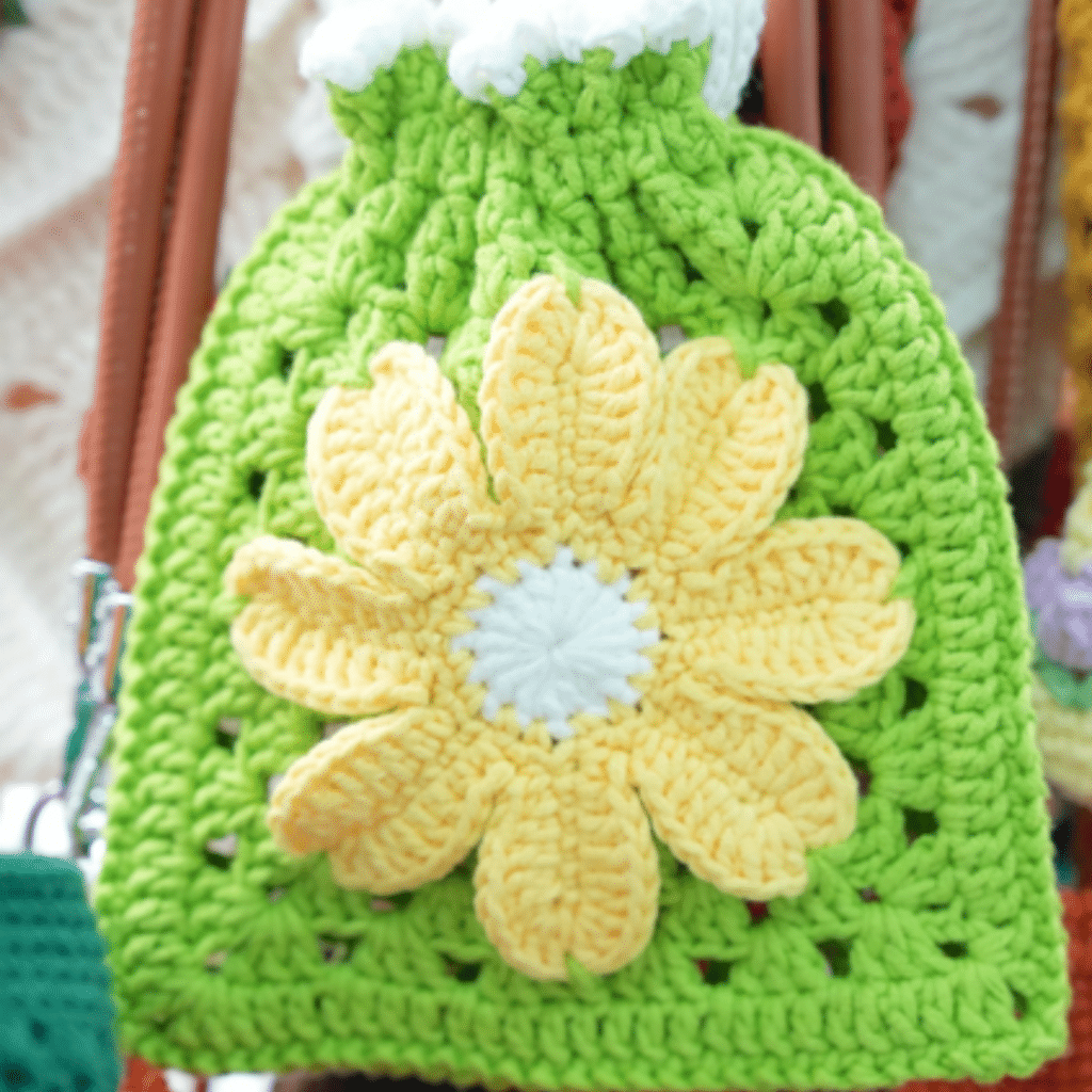 Granny Square Drawstring Bag
