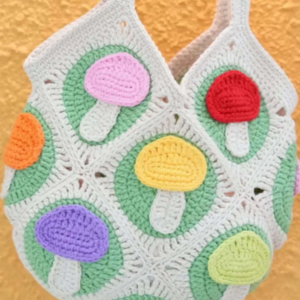 Mushroom Granny Square Bag