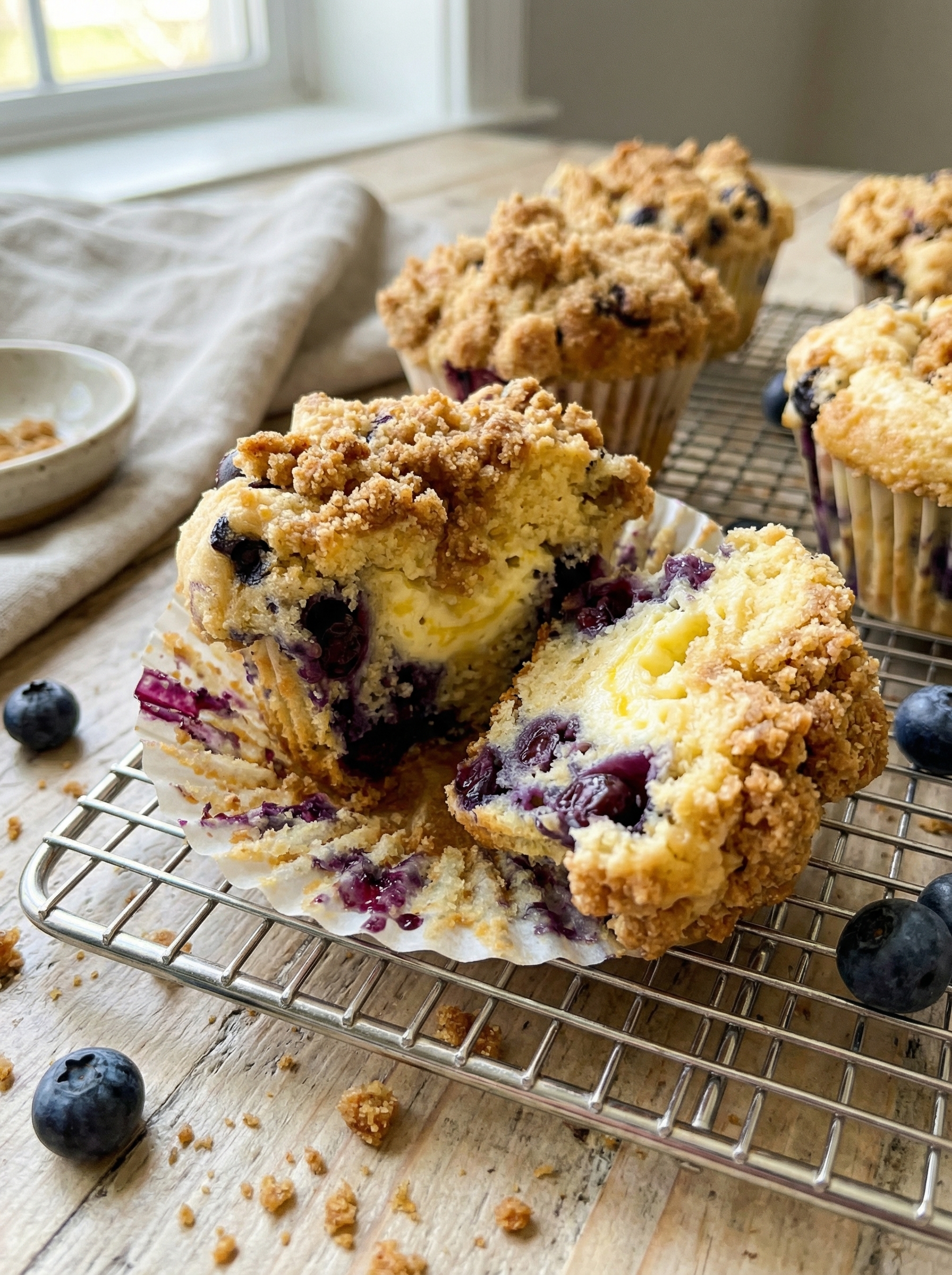 Blueberry Cream Cheese Muffins with Streusel Topping