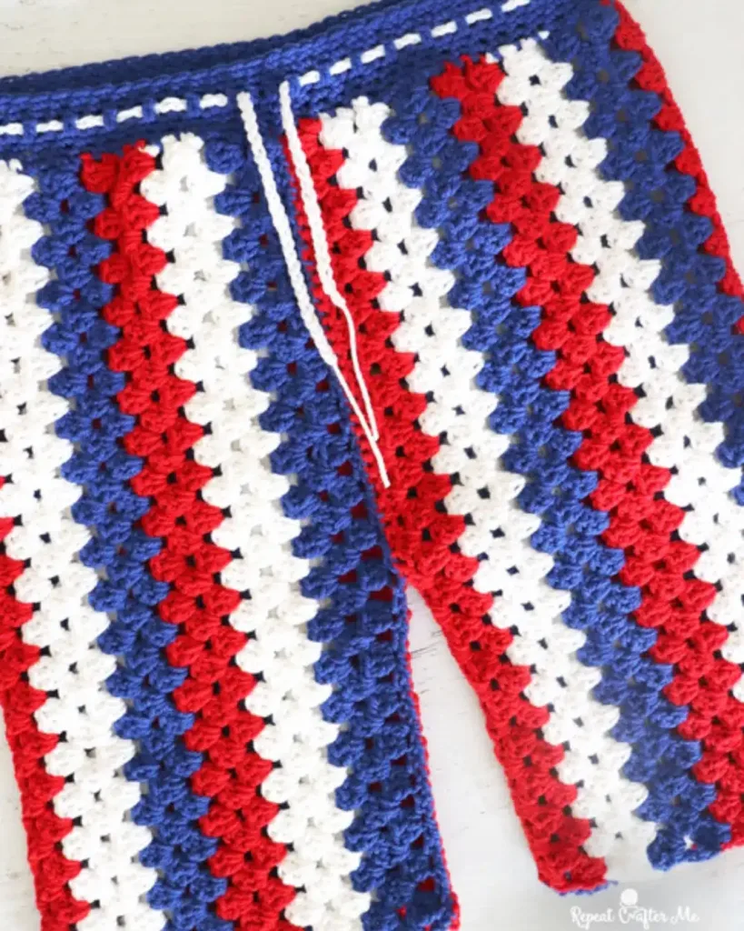 Crochet Granny Stripe Shorts for Men