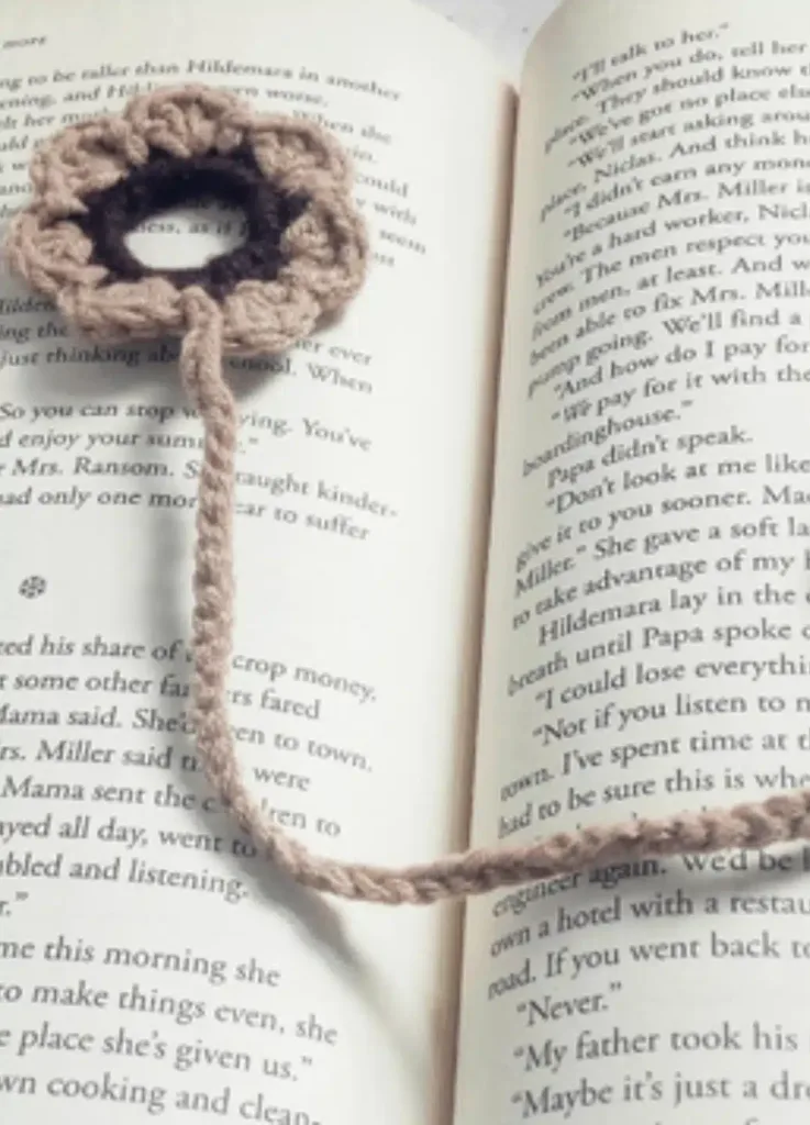 crochet bookmark pattern with a petal end