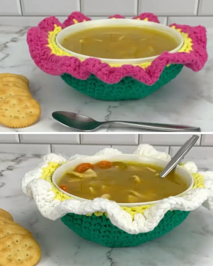 spring crochet bowl cosy pattern