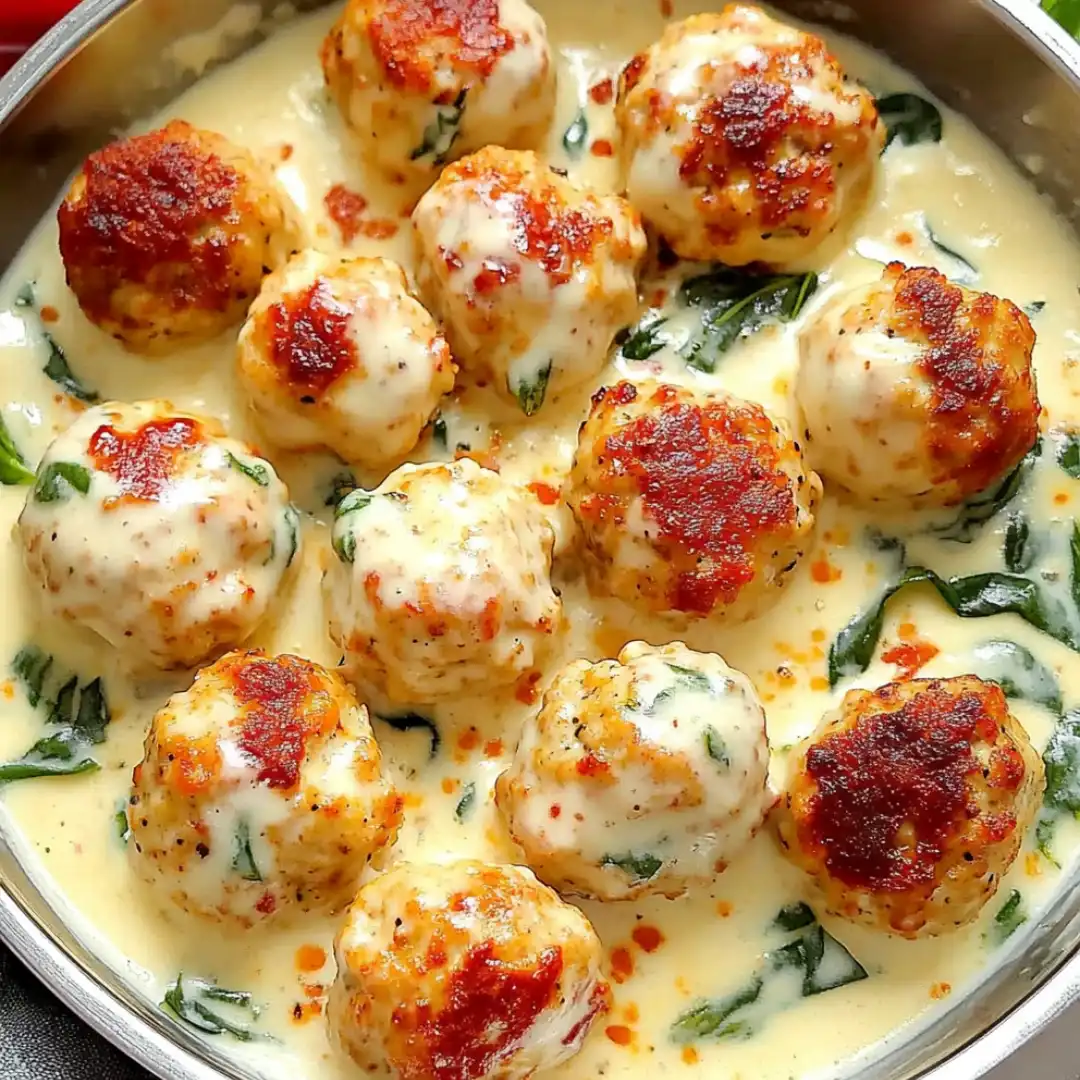 40-Minute Chicken Ricotta Meatballs (Creamy Alfredo!)