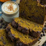 Chocolate Chip Pumpkin Spice Latte Bread served with coffee
