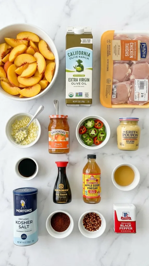 Key ingredients for Jalapeño Peach Chicken