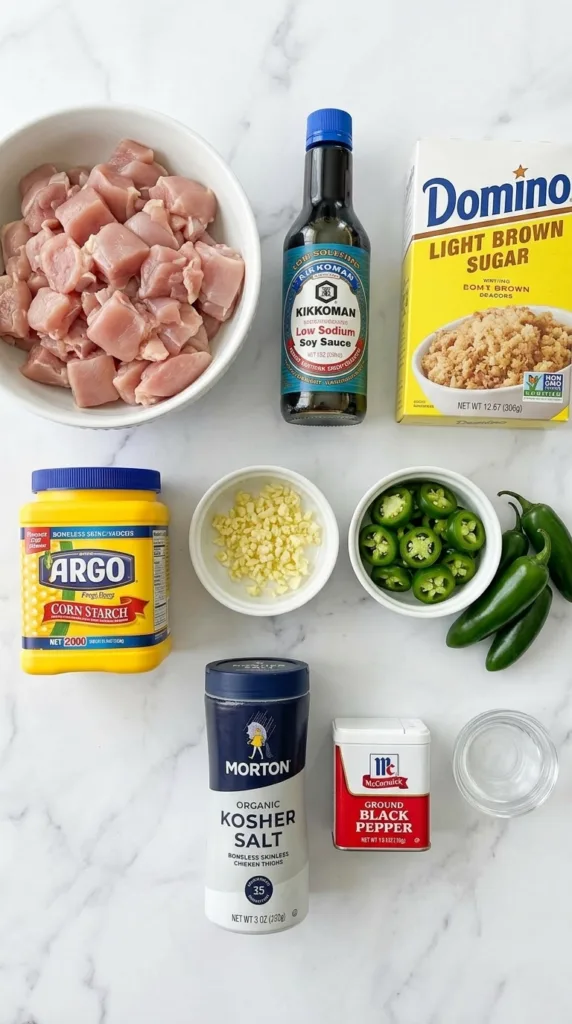 Key ingredients for Spicy Jalapeño Chicken