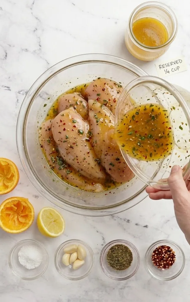 Marinating chicken breasts in citrus Dijon mixture