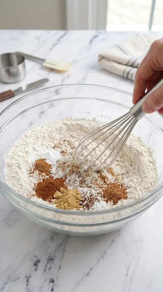 Moist Spiced Pumpkin Bread with Pepitas (1-Hour Bake!) 10 Whisking dry ingredients for moist spiced pumpkin bread