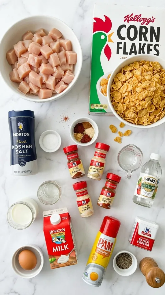 Key ingredients for Air Fryer Cornflake Chicken - The Best Air Fryer Cornflake Chicken: Crispy & Healthy