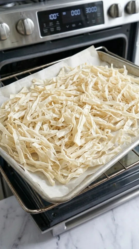 Slicing and spreading filo pastry for drying