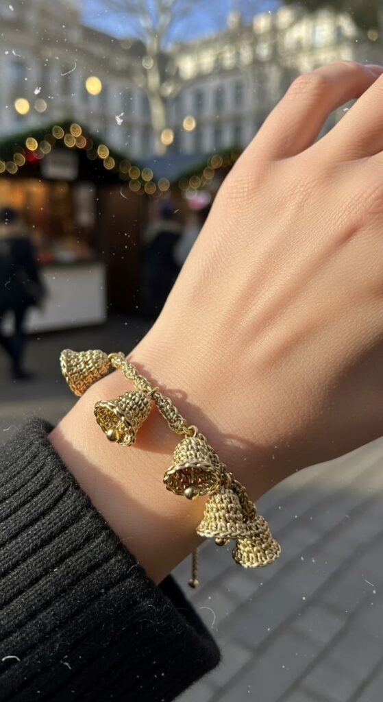 Christmas Bell Crochet Bracelet