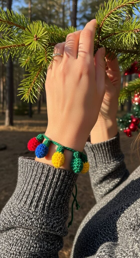 Christmas Lights Crochet Bracelet
