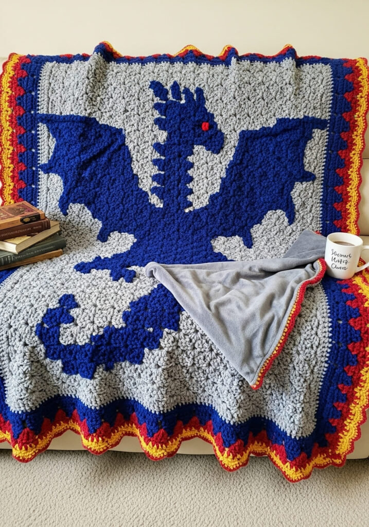 Crochet Dragon Blanket Throw - Crochet Dragon Ideas: 25 Amazing Projects