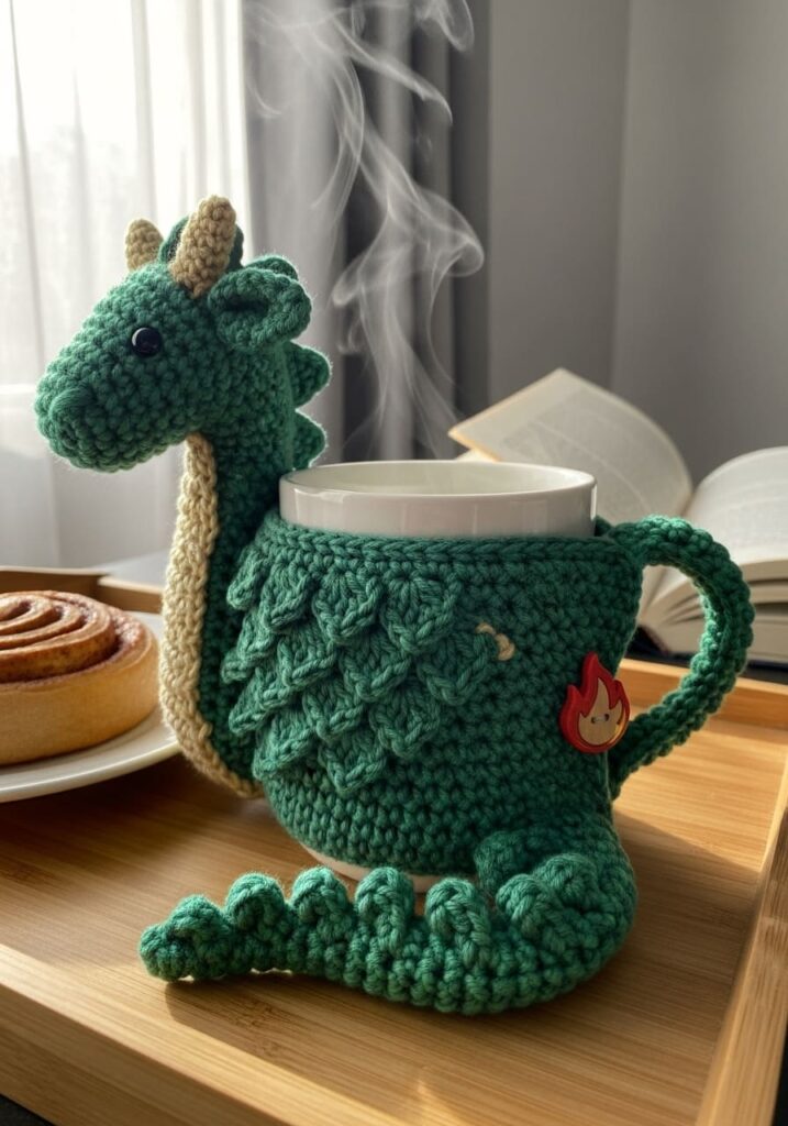Crochet Dragon Mug Cozy - Crochet Dragon Ideas: 25 Amazing Projects