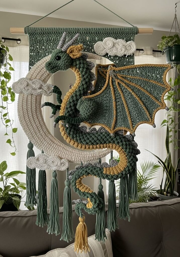 Crochet Dragon Wall Hanging - Crochet Dragon Ideas: 25 Amazing Projects
