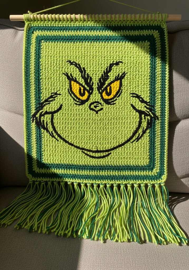 Crochet Home Decor Inspiration Grinch Wall Hanging