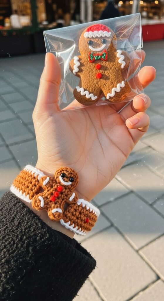 Gingerbread Man Crochet Bracelet