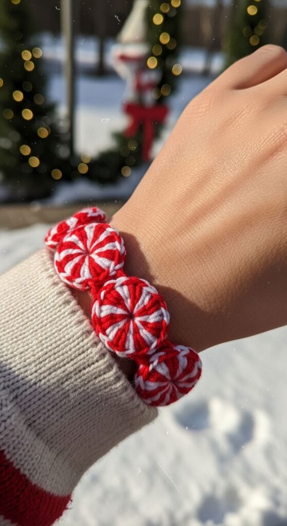 Peppermint Swirl Crochet Bracelet