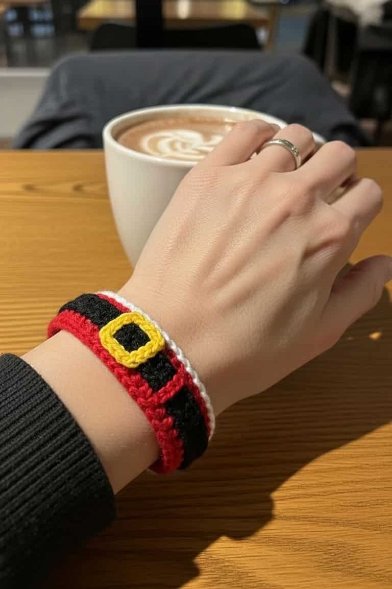 Santa Belt Crochet Bracelet
