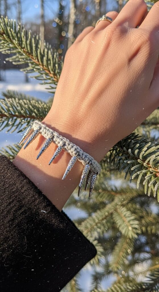 Silvery Icicle Crochet Bracelet