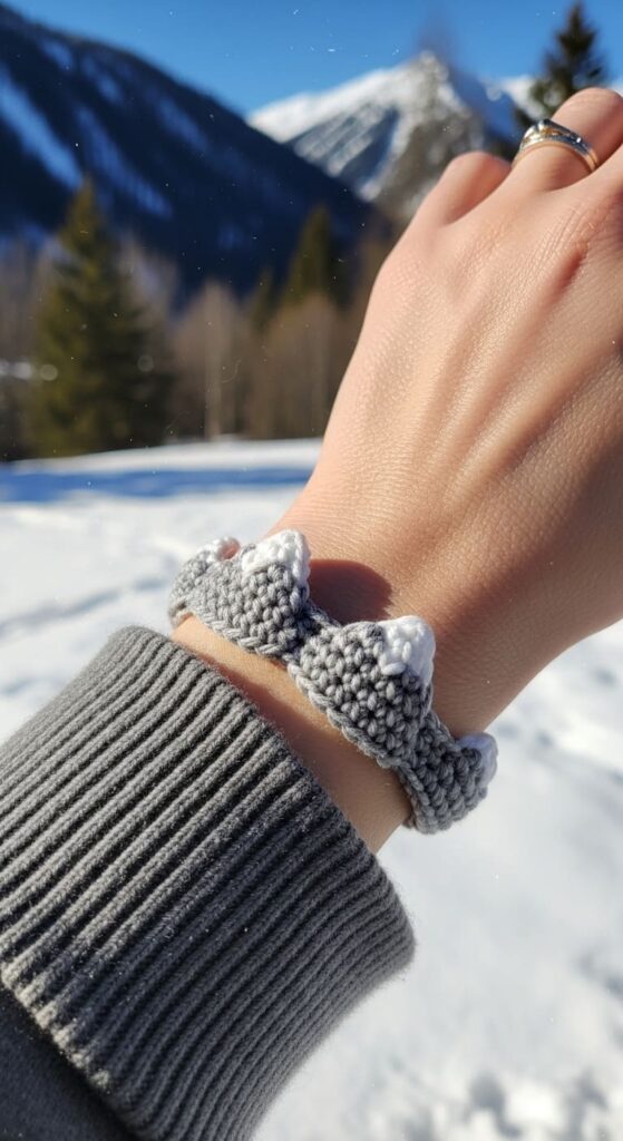 Snowy Mountain Crochet Bracelet