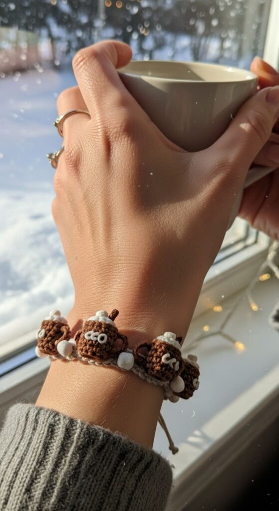 Warm Cocoa Mug Crochet Bracelet