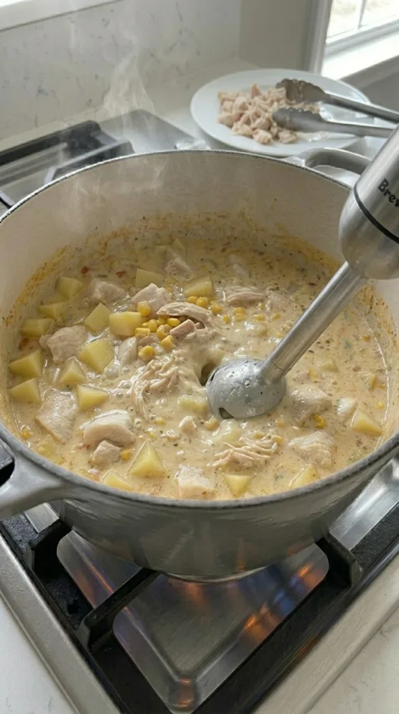 Best Creamy Chicken Corn Chowder 18 Blending half the chowder for creamy texture while keeping chunks