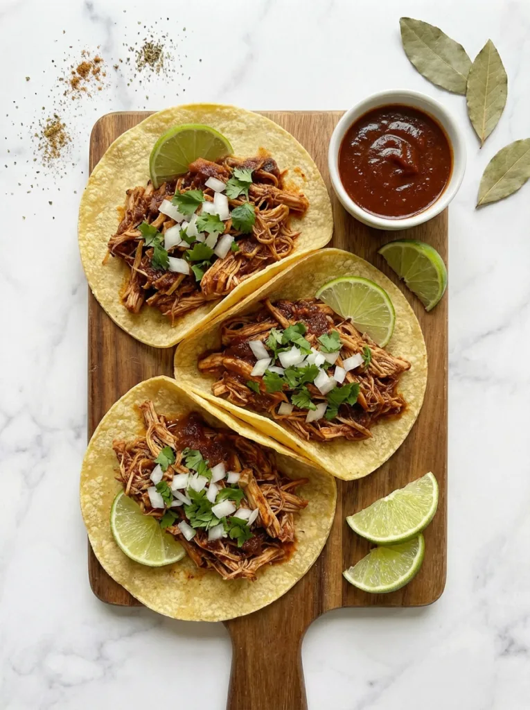 Chipotle-style chicken barbacoa tacos with cilantro and lime