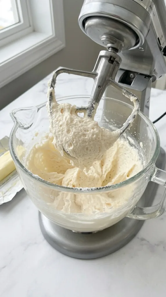 Creaming butter and sugar for piped butter cookies