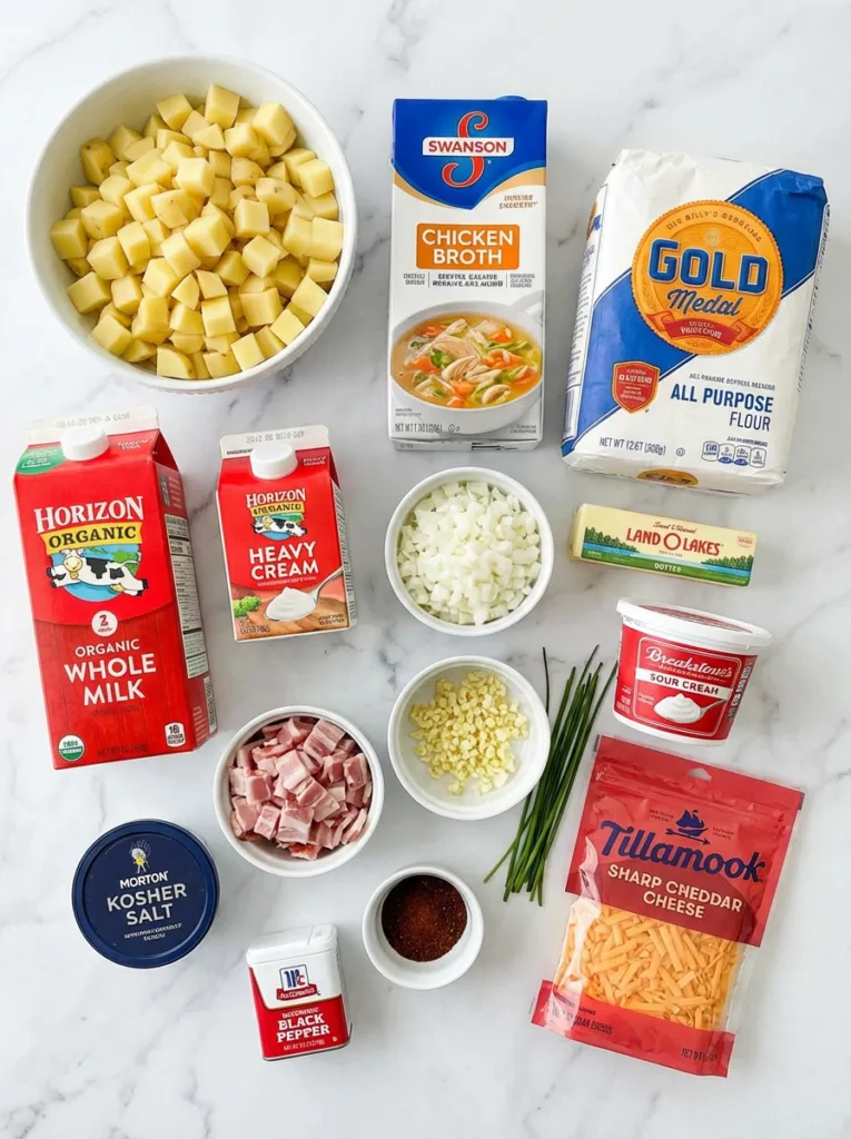 Key ingredients for this Loaded potato soup