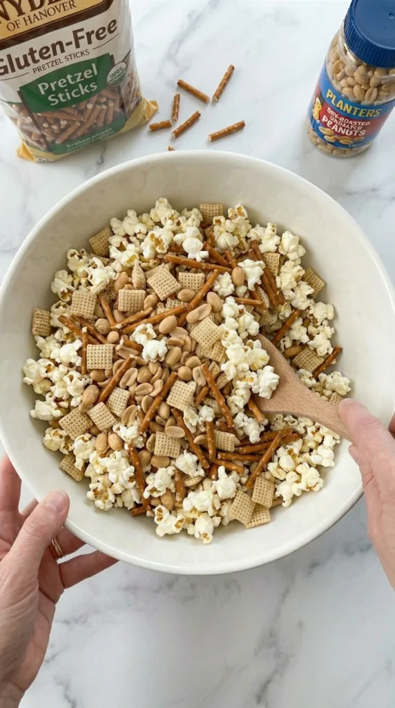 Mixing dry ingredients for reindeer chow base