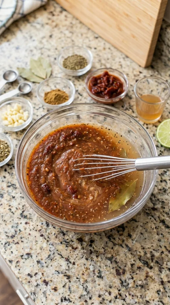 Mixing smoky chipotle adobo sauce for slow cooker chicken barbacoa