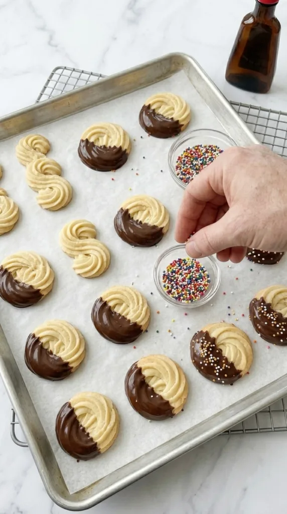Piped butter cookies—crisp, buttery,mouth