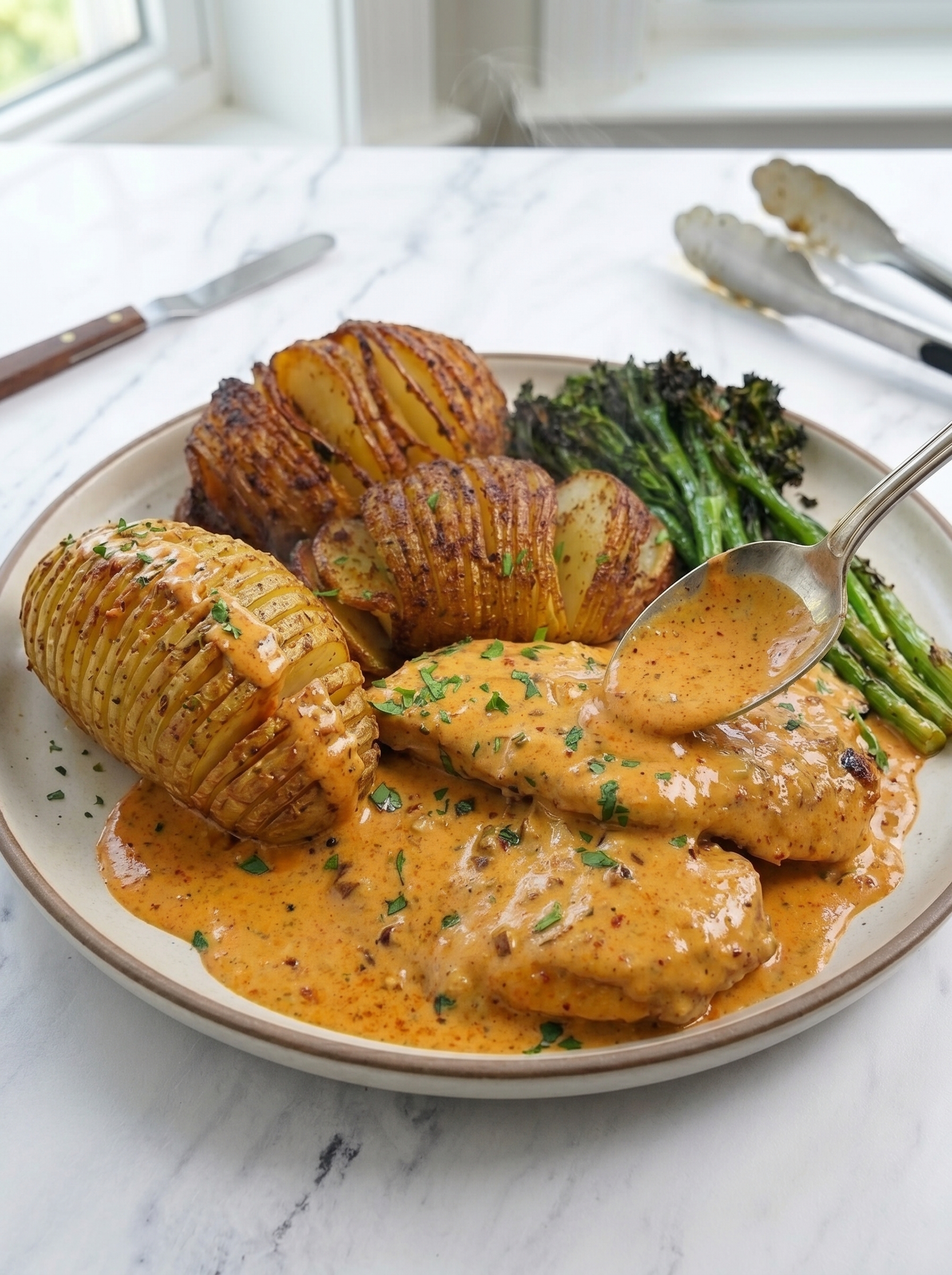 Creamy Cajun Chicken with Amazing Air Fryer Potatoes