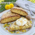 Finished Dandelion Cream Scones ready to serve
