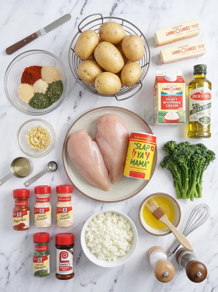 Creamy Cajun Chicken with Amazing Air Fryer Potatoes 12 Key ingredients for this Creamy Cajun Chicken with Air Fryer Potatoes