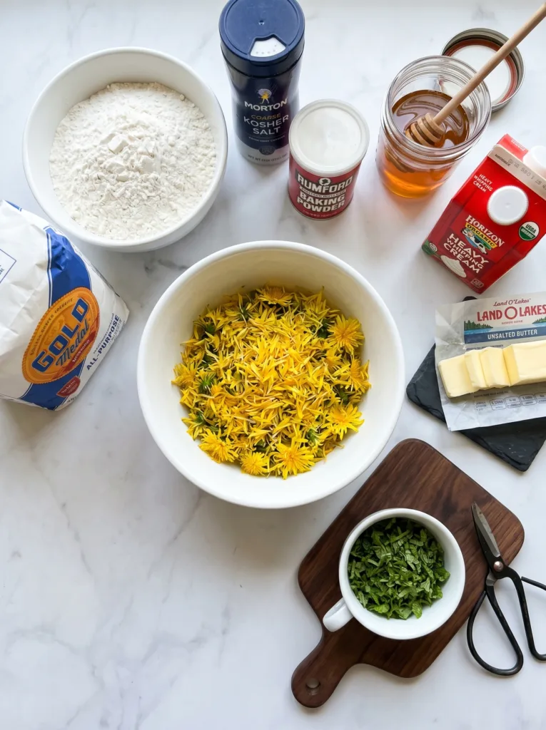 key ingredients for  Dandelion Cream Scones