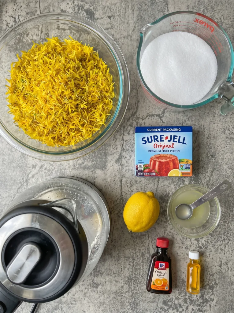key ingredients for Dandelion Jelly