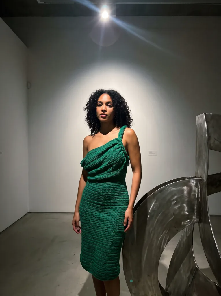 27 Gorgeous Crochet Dress Ideas You'll Love This Summer 27 Crochet emerald green asymmetrical one-shoulder dress with draped neckline