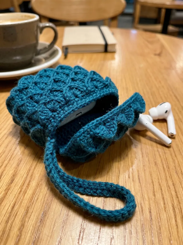  Crocodile Stitch Crochet Earbud Case 