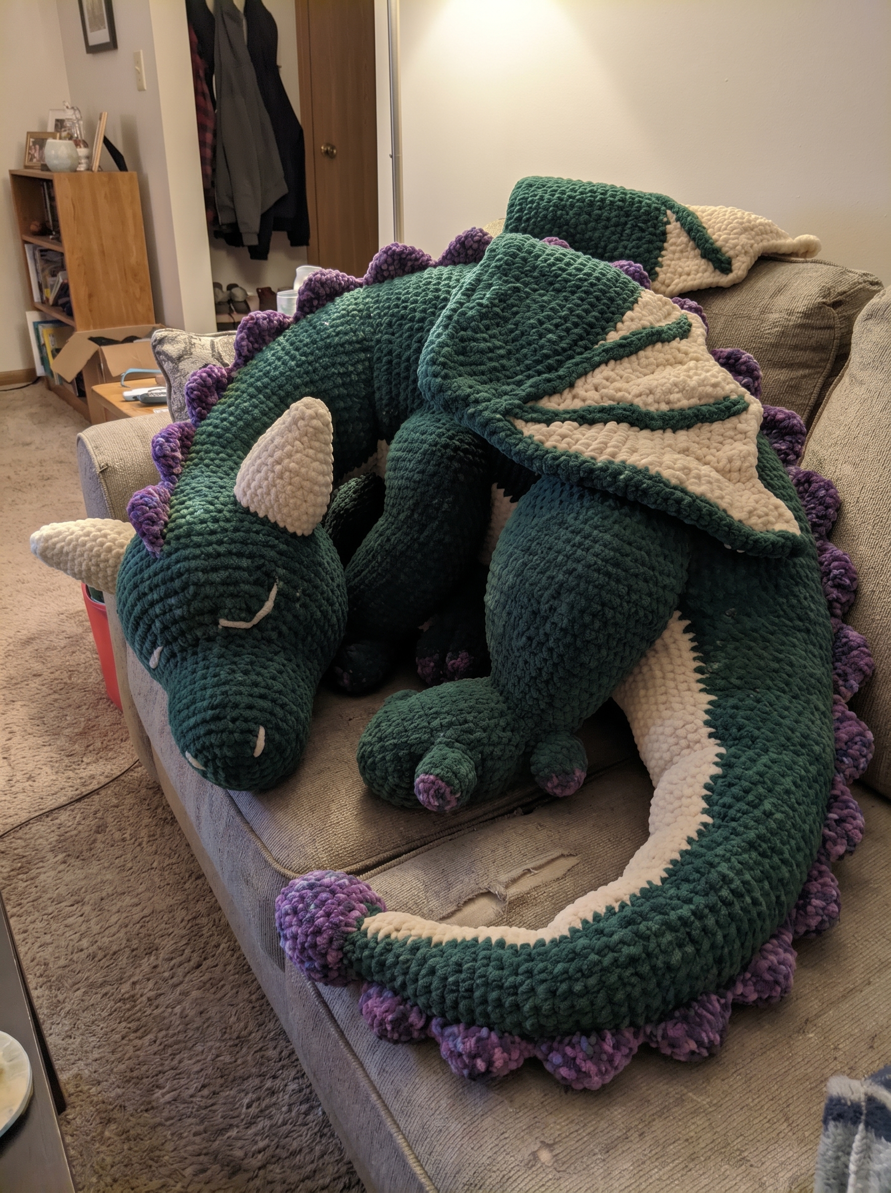Free Crochet Pattern: Thornwood the Sleeping Dragon (Giant Amigurumi)