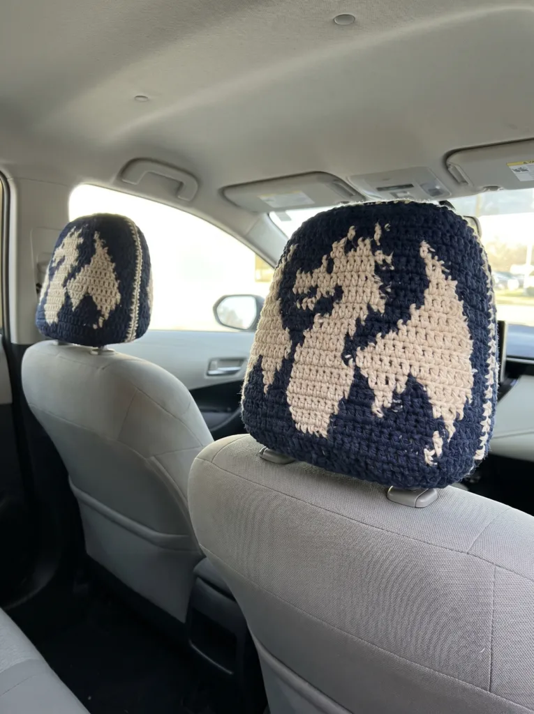 Mosaic Crochet Car Headrest Cover