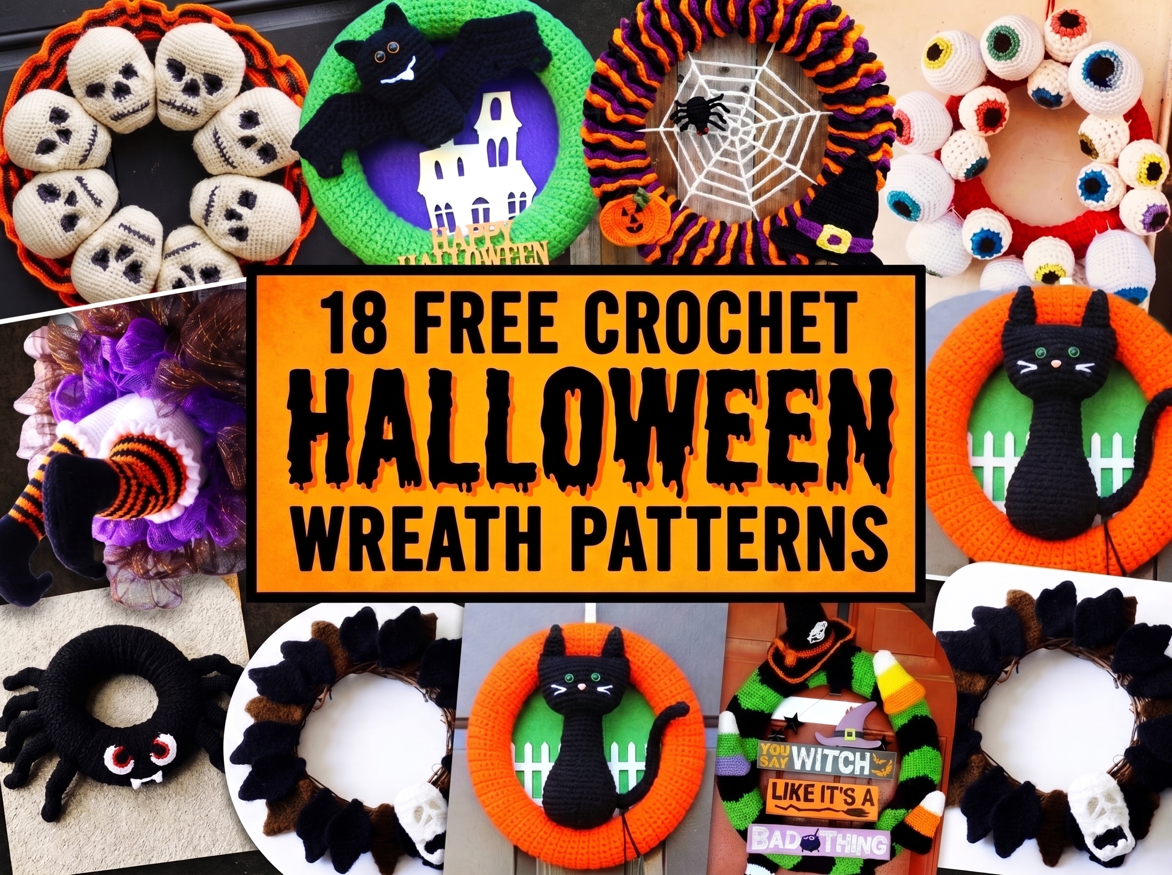 18 Free Crochet Halloween Wreath Patterns