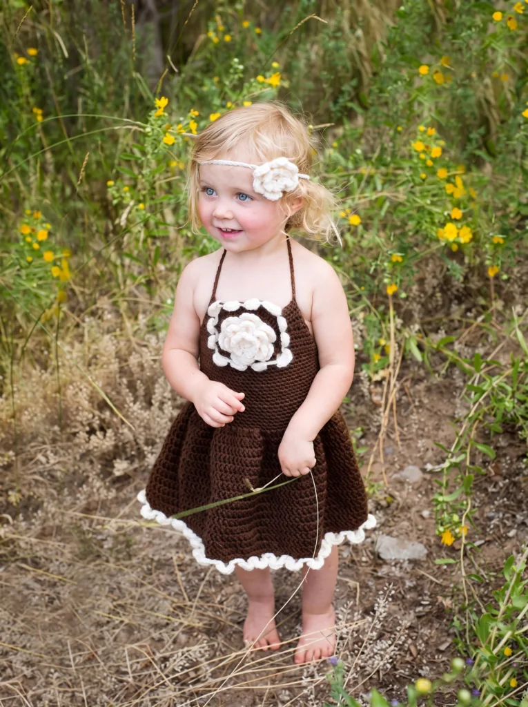 Crochet Autumn Lovin dress, fall baby pattern