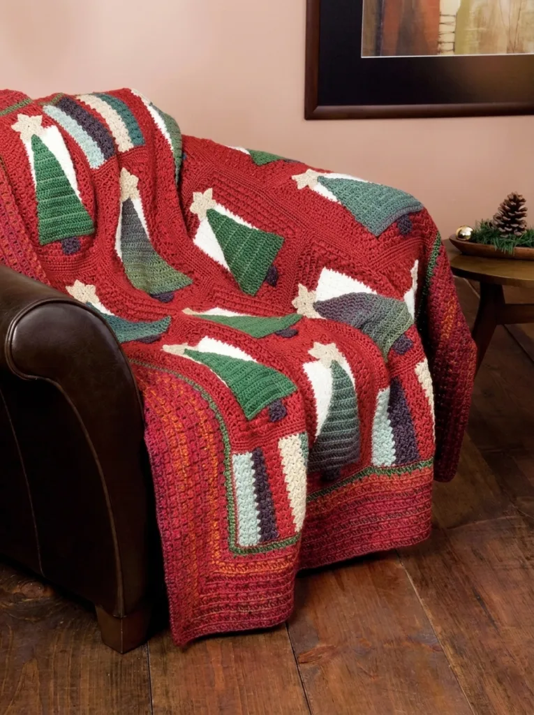 20 Free Crochet Christmas Blanket Patterns 13 Crochet Christmas tree blanket pattern, Caron yarn