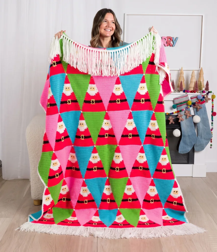 20 Free Crochet Christmas Blanket Patterns 17 Crochet Santa s Coming to Town Christmas blanket pattern