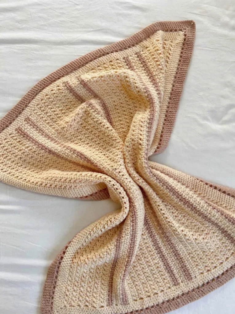 Crochet classic tan baby blanket, fall neutral pattern