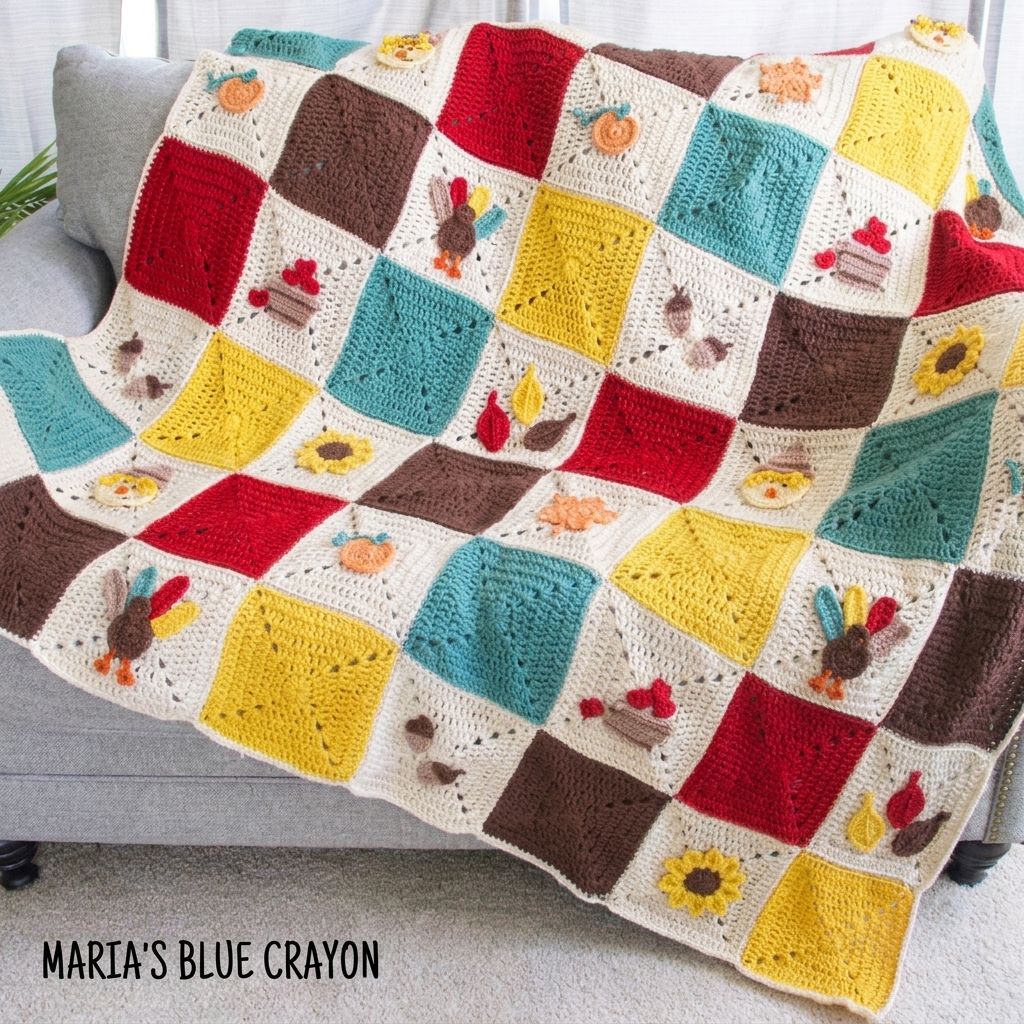 Crochet striped fall baby blanket, gender neutral pattern