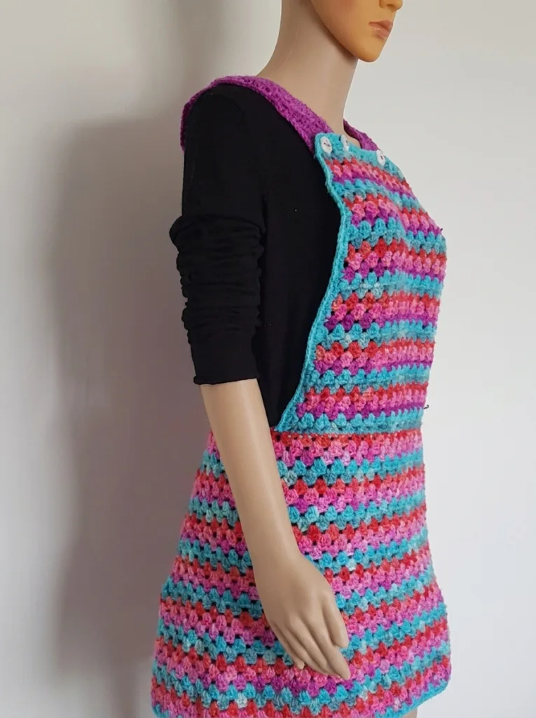 Crochet granny overalls pattern, doll to adult sizing
